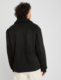 Blouson suedine zippé col sherpa
