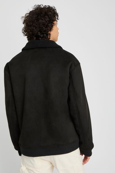 Blouson suedine zippé col sherpa