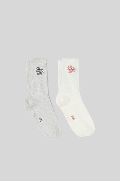 Lot de 2 paires de chaussettes brodées