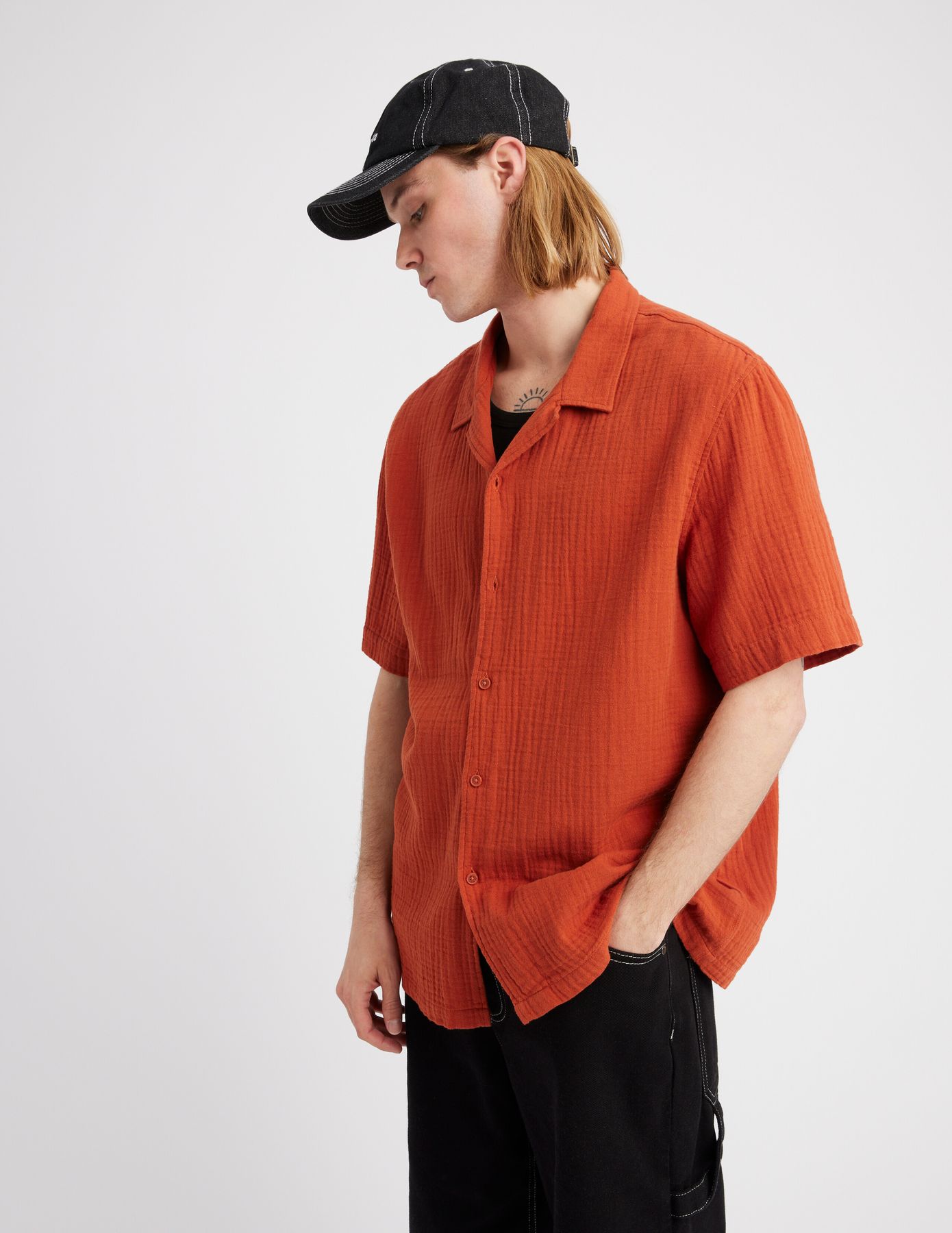 Chemise manches courtes gaze de coton