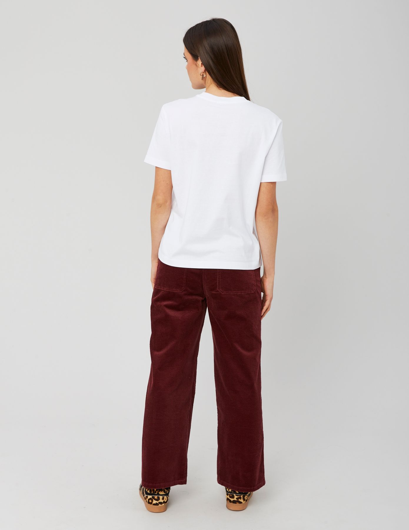 Pantalon wide leg velours cropped