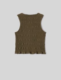 Top sans manche smock&eacute;