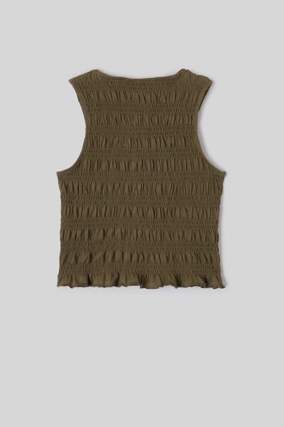 Top sans manche smock&eacute;