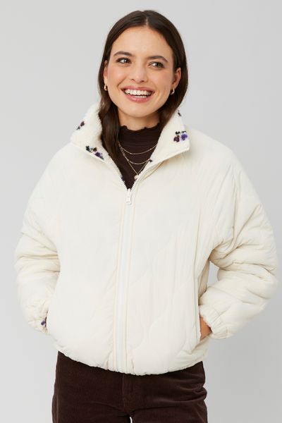 Blouson sherpa imprimé réversible