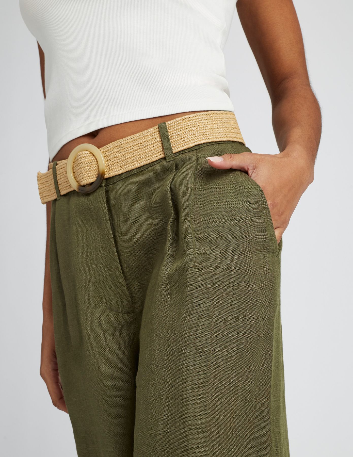 Pantalon lin avec ceinture
