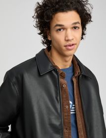 Blouson zippé en tissu enduit