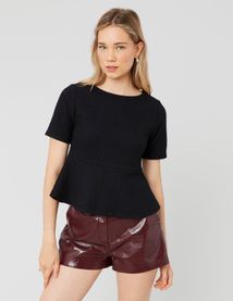 T-shirt peplum en tweed