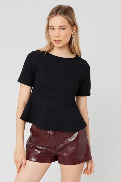 T-shirt peplum en tweed