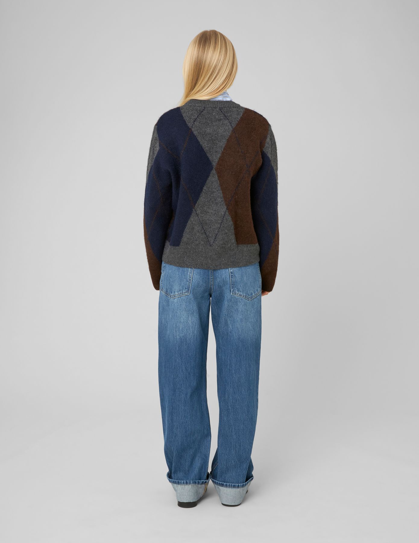 Pull jacquard col rond