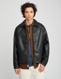 Blouson zippé en tissu enduit