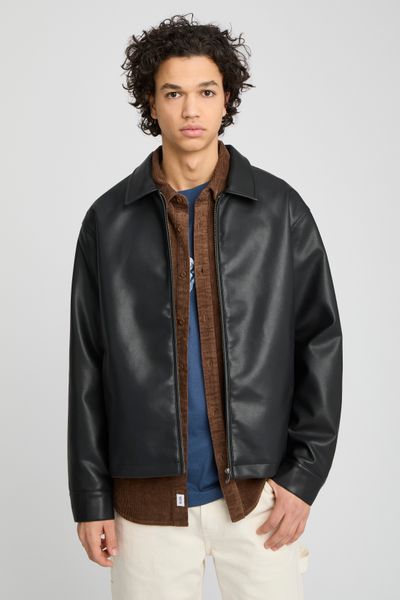 Blouson zippé en tissu enduit