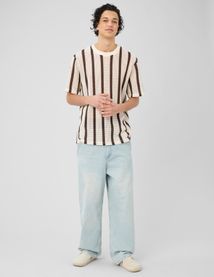 T-shirt tricot &agrave; rayures
