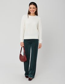 Pantalon wide leg en maille velours