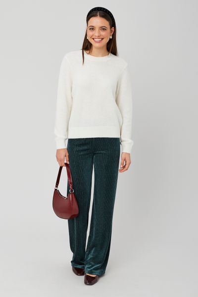 Pantalon wide leg en maille velours