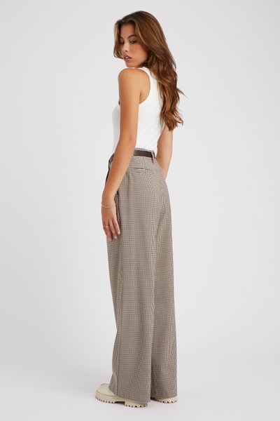Pantalon tailleur à carreaux en polyester recyclé