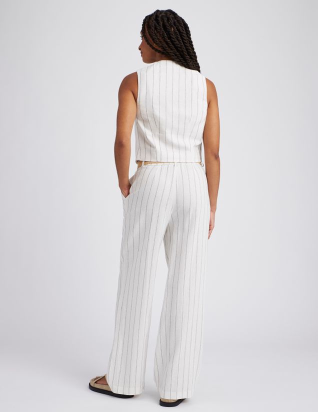 Pantalon fluide rayé en lin