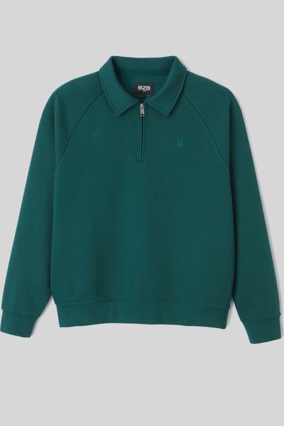 Sweat col polo zippé