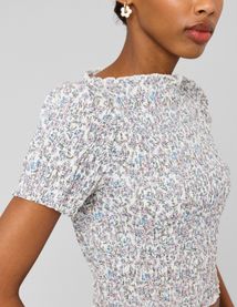 Top smock&eacute; &agrave; imprim&eacute;