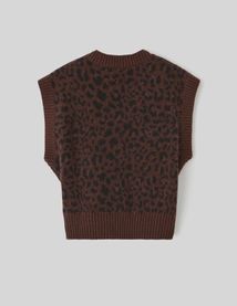 Pull sans manches léopard