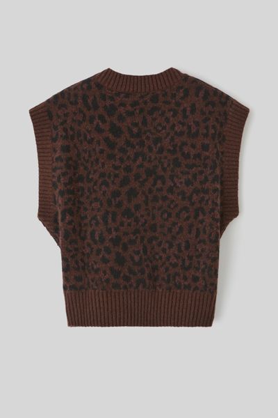 Pull sans manches léopard