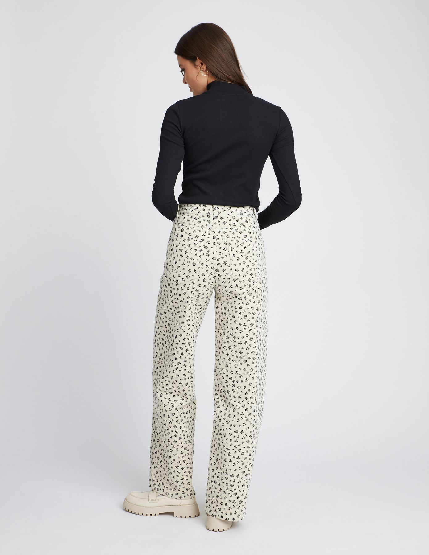 Pantalon velours wide leg imprimé