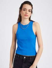 Débardeur maille côtelée uni