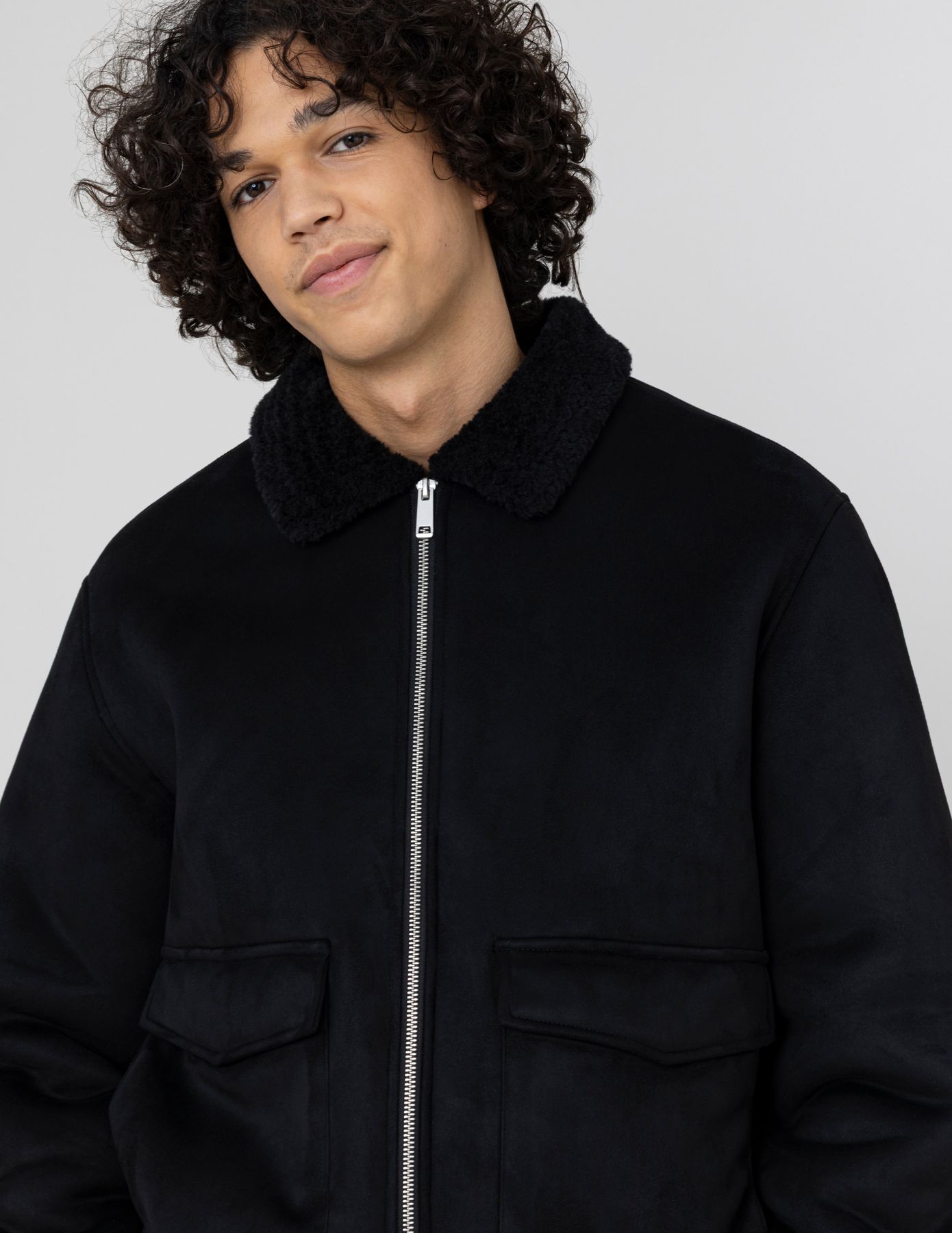 Blouson zipp&eacute; peau retourn&eacute;e