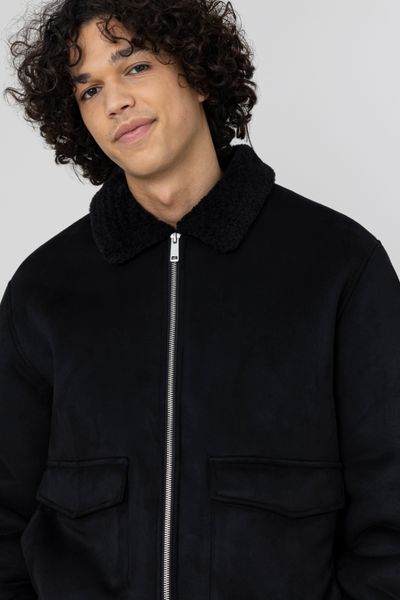 Blouson zippé peau retournée