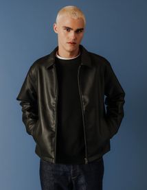 Blouson zippé en tissu enduit