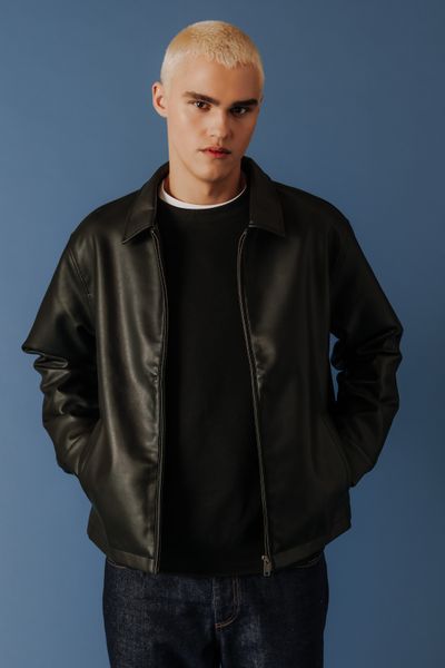 Blouson zippé en tissu enduit