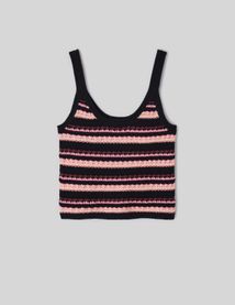 D&eacute;bardeur ray&eacute; en crochet multicolore