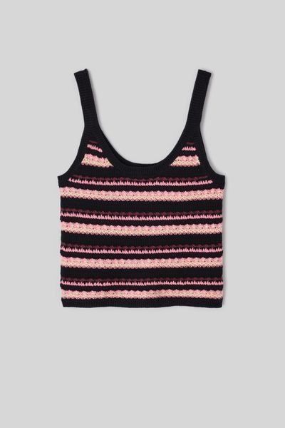 D&eacute;bardeur ray&eacute; en crochet multicolore