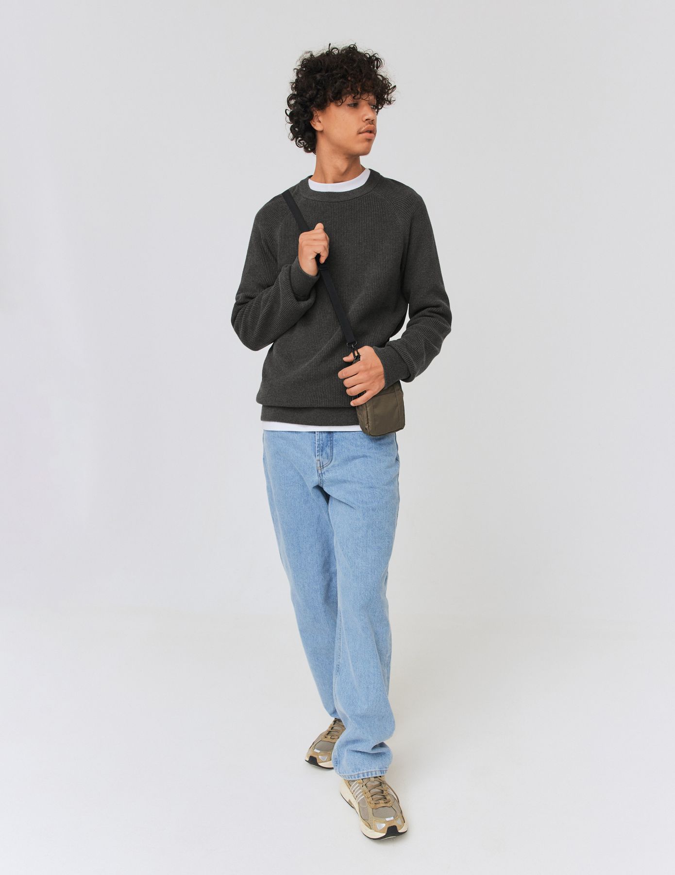 Pull col rond coton uni