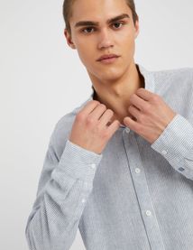 Chemise rayée droite en lin