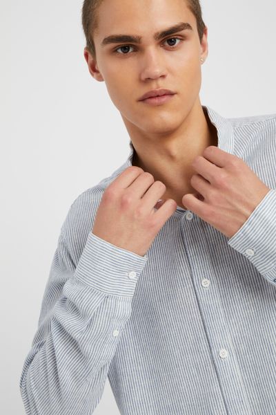Chemise rayée droite en lin