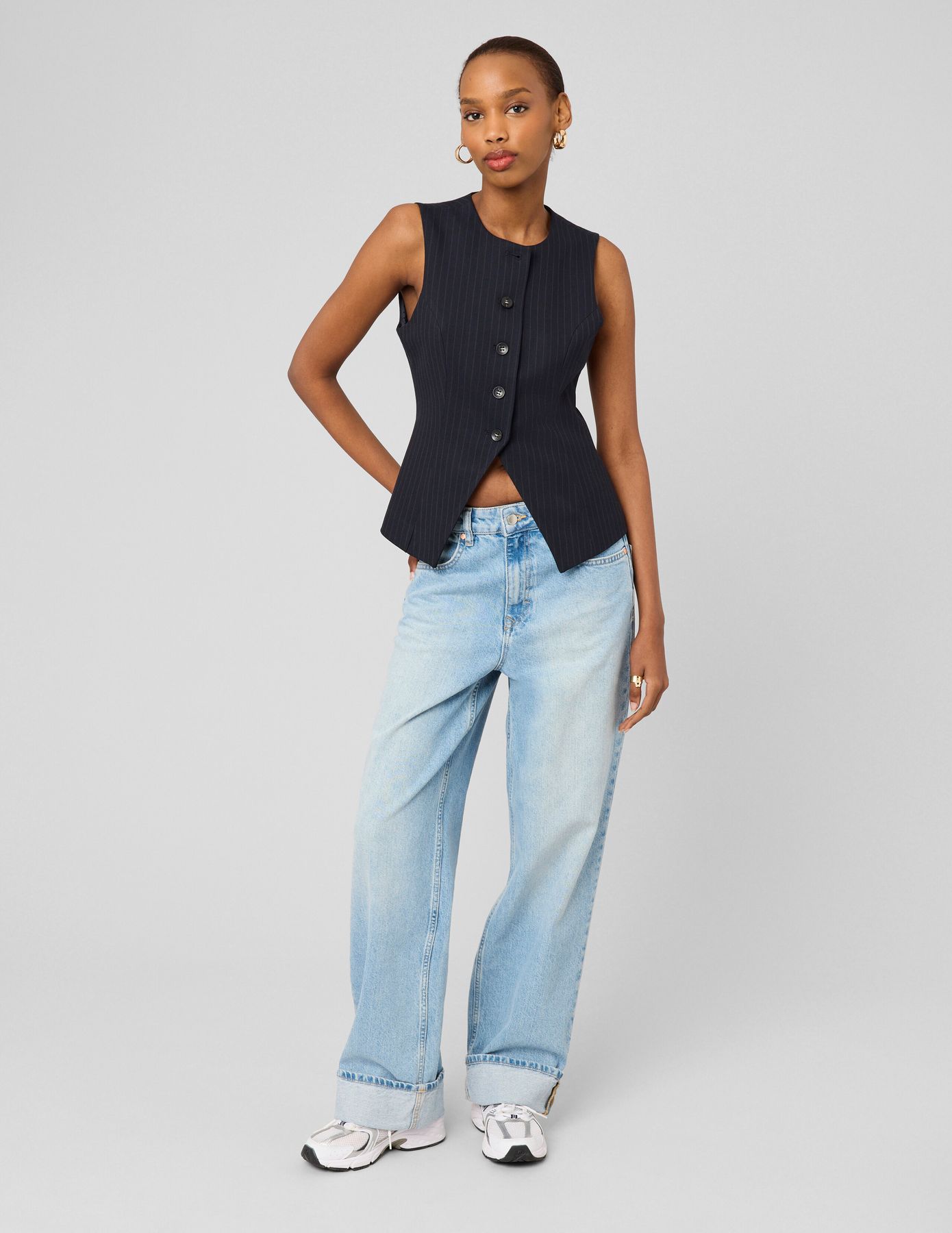 Gilet de costume asym&eacute;trique ray&eacute;