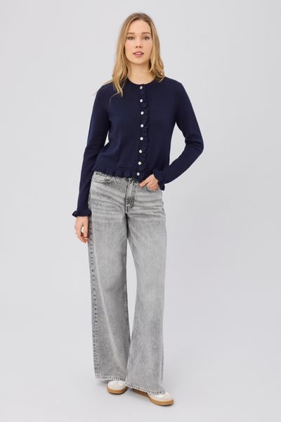 Gilet boutonn&eacute; &agrave; volants