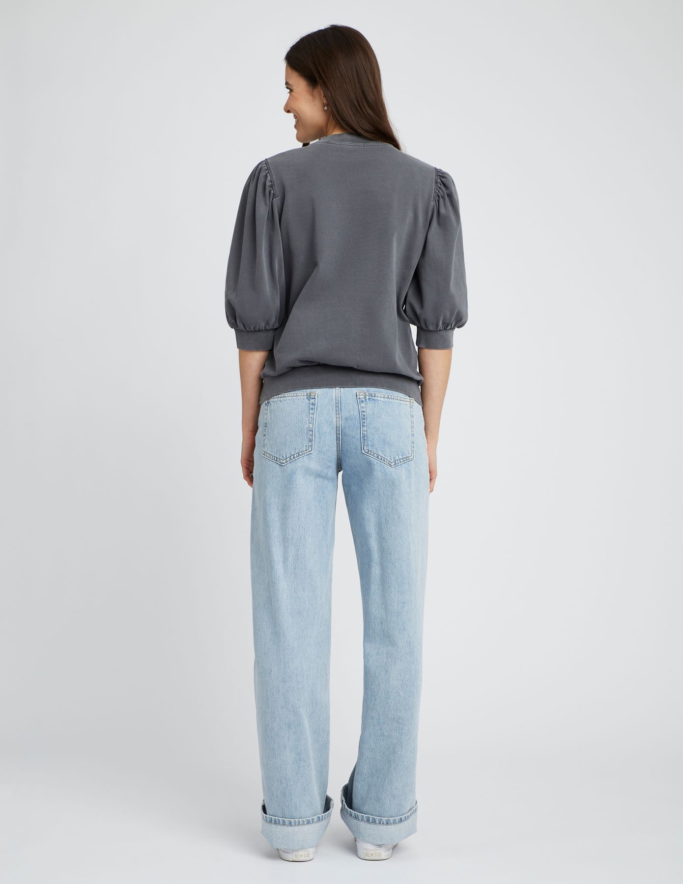 Sweat délavé avec fronces