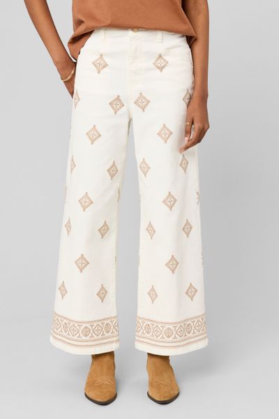 Jean wide leg brod&eacute;