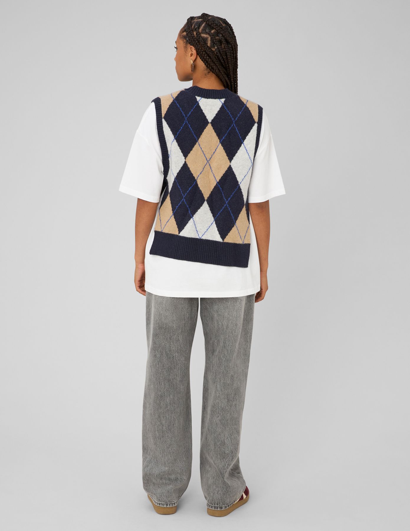 Pull sans manches jacquard