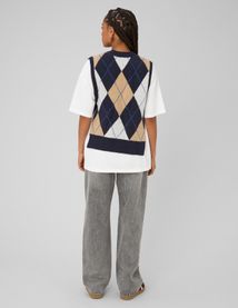 Pull sans manches jacquard
