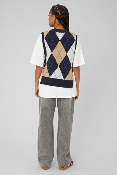 Pull sans manches jacquard
