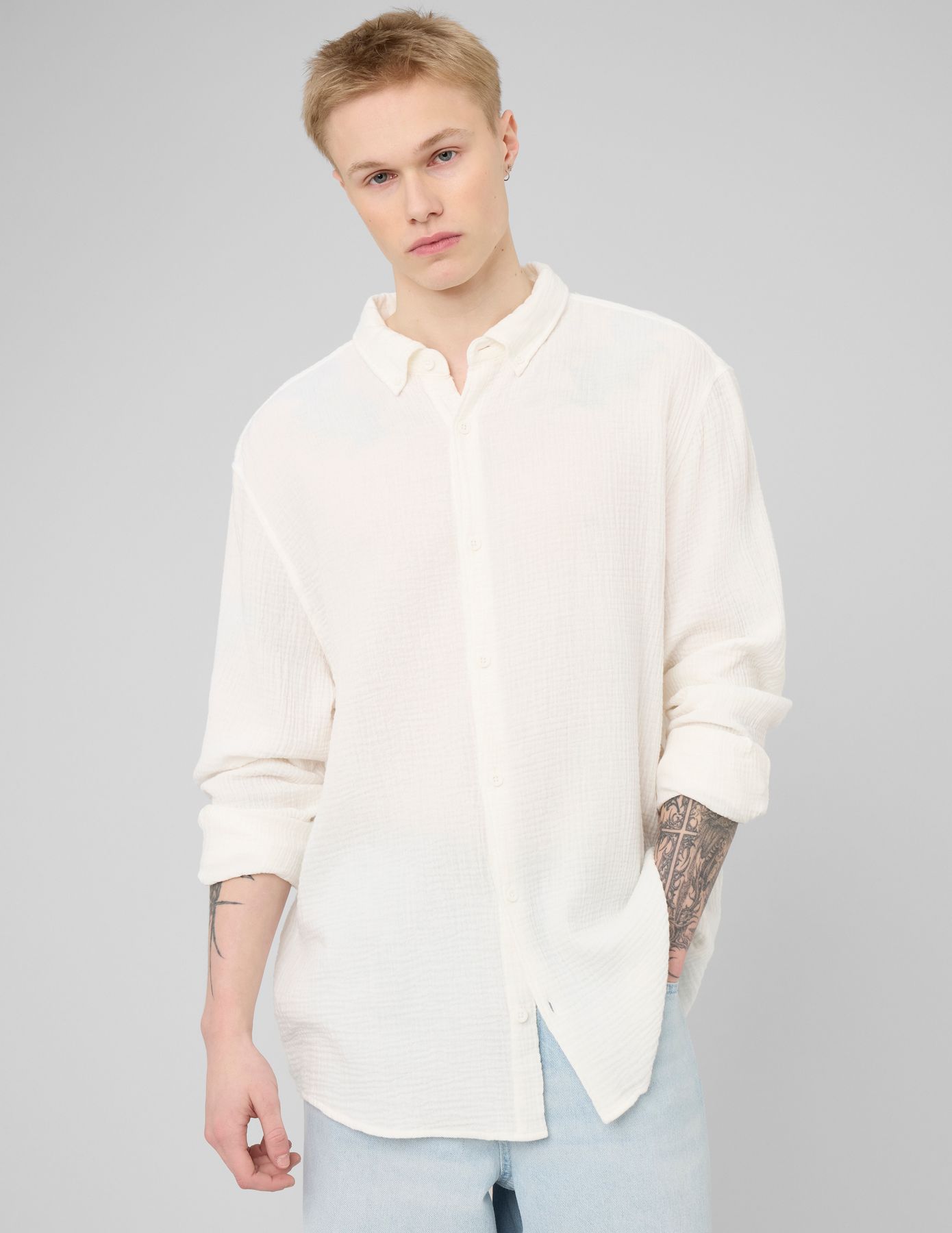 Chemise manches longues gaze de coton