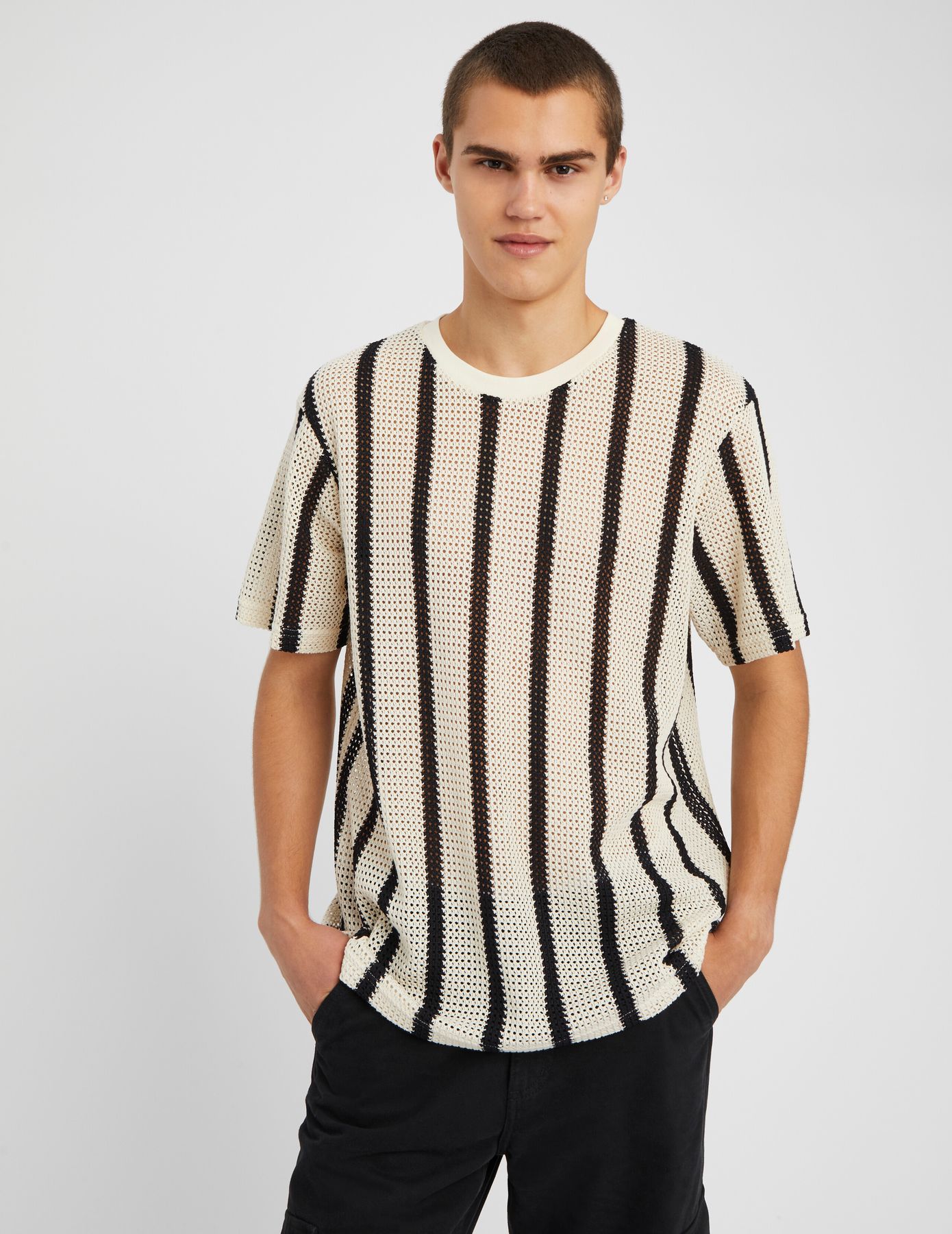 T-shirt tricot &agrave; rayures