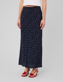 Jupe longue &agrave; pois