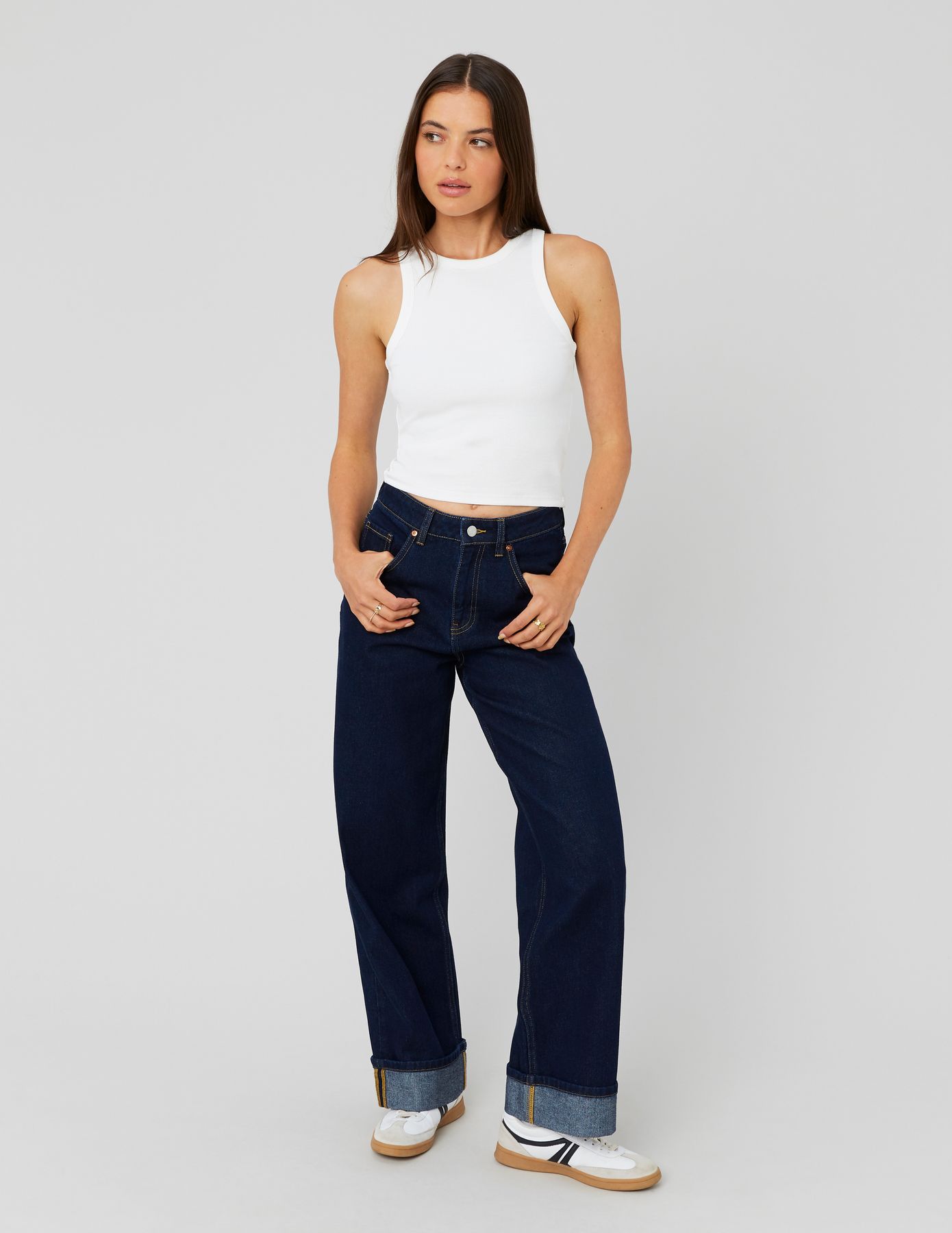Jean baggy à revers