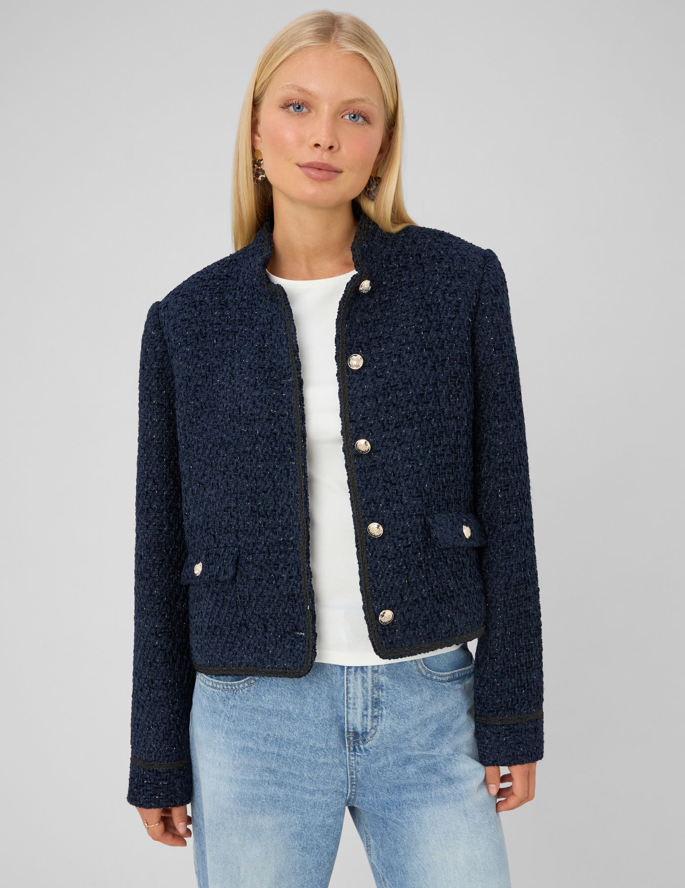 Veste tweed boutonn&eacute;e