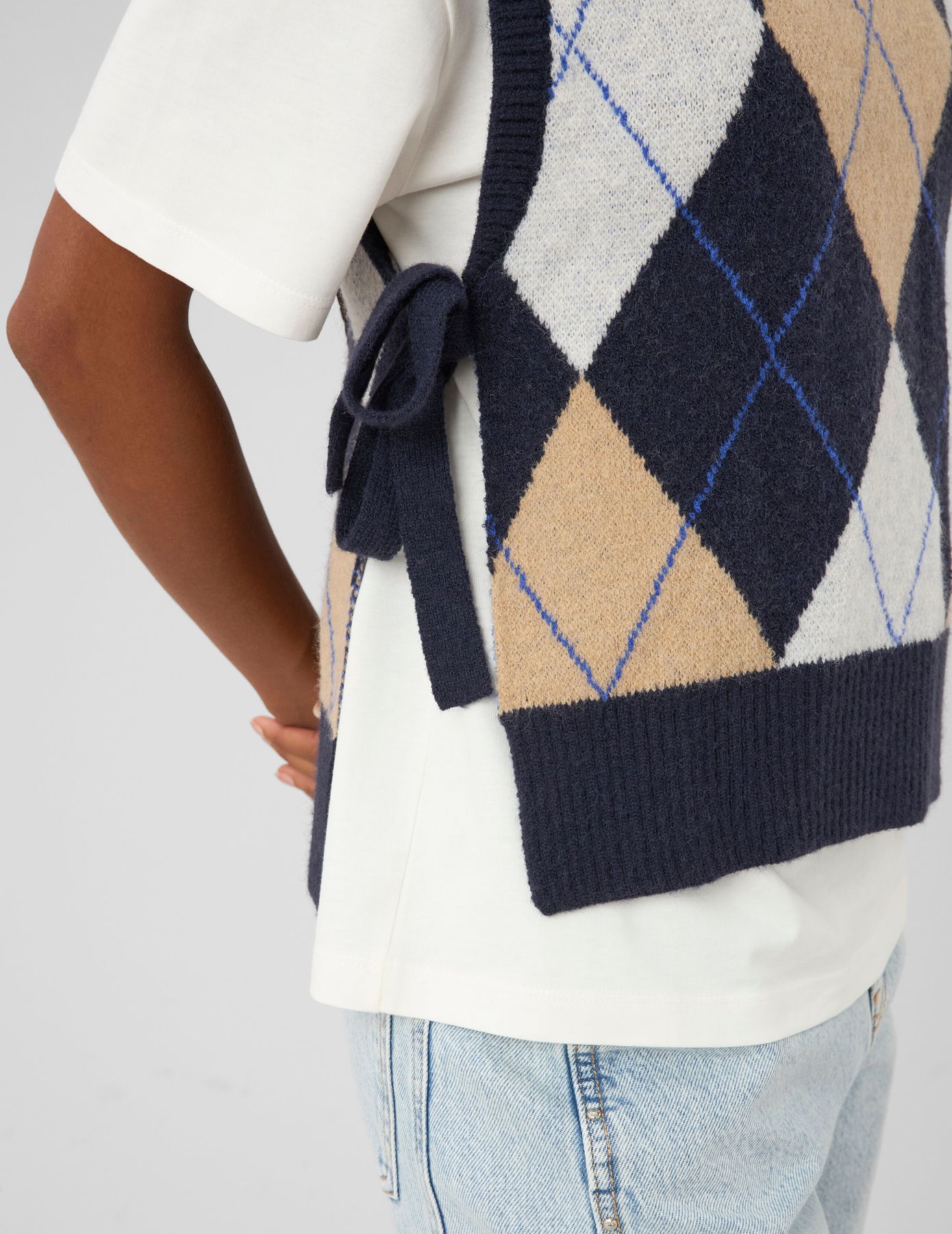 Pull sans manches jacquard