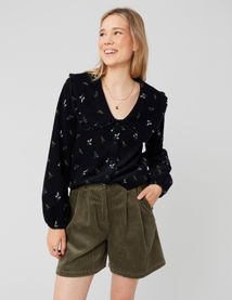 Blouse imprimée en velours côtelé