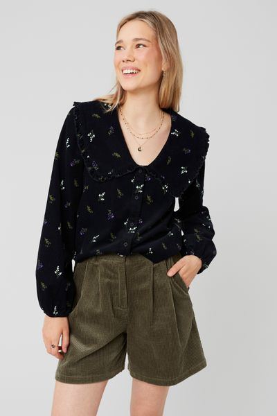 Blouse imprimée en velours côtelé